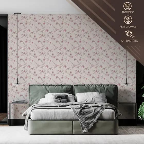 Papel de Parede Floral Quartos e Salas - Delicado Facil de Aplicar