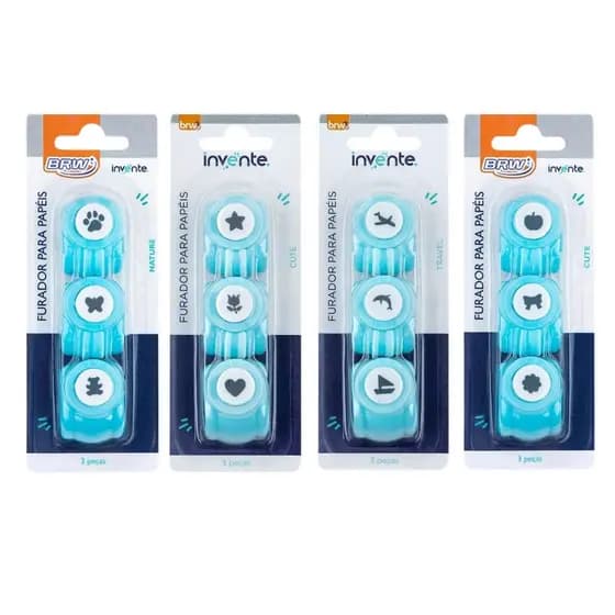 Mini Furador de Papel 10mm c/ 3 Peças Ideal Para Papéis de Até 120g/m² - BRW