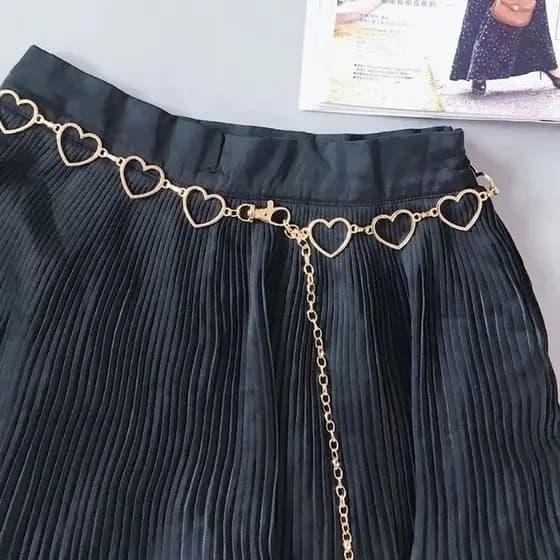 Cinto Corrente de Coração Feminino Prata Ou Dourado Moda Delicado Festa Balada
