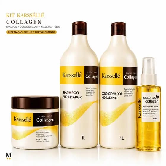 Kit Completo Karssellé – Shampoo 1L+Condicionador 1L+Máscara 500ml+Óleo 60ml - Maca Power - Capilar