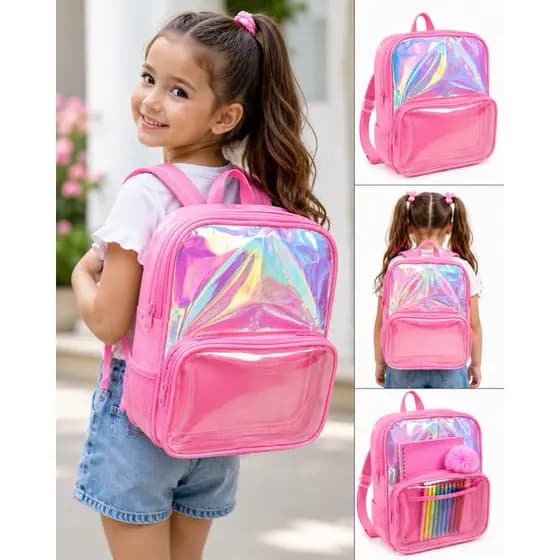 Mochila Costas Bolsa Neon Holográfico infantil