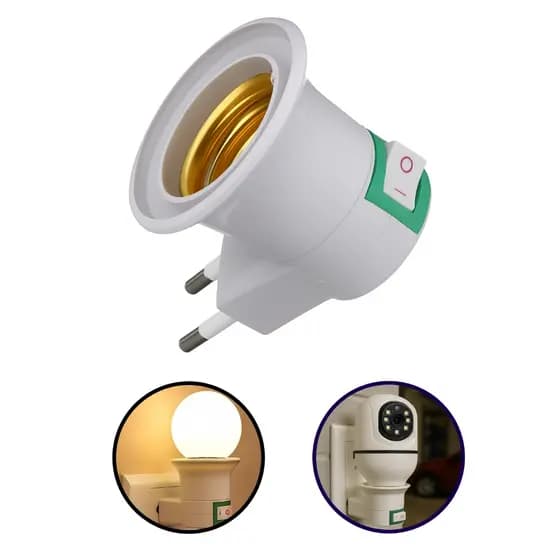 Adaptador Tomada Para Lâmpada Soquete E27 Bivolt 110/220v Portátil Com Interruptor Botão Liga Desliga Suporte Bocal Plug