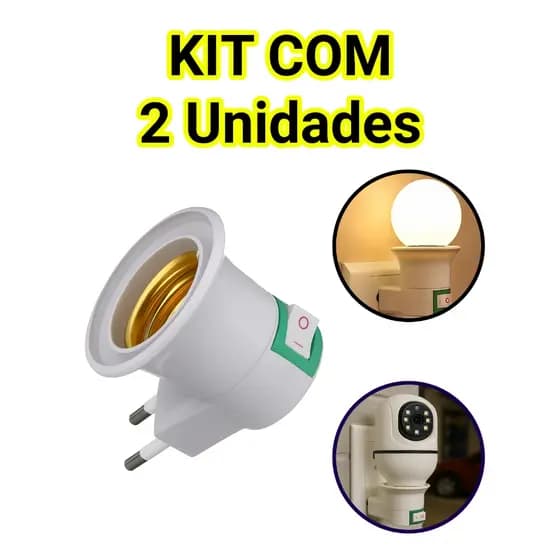 Adaptador Tomada Para Lâmpada Soquete E27 Bivolt 110/220v Portátil Com Interruptor Botão Liga Desliga Suporte Bocal Plug