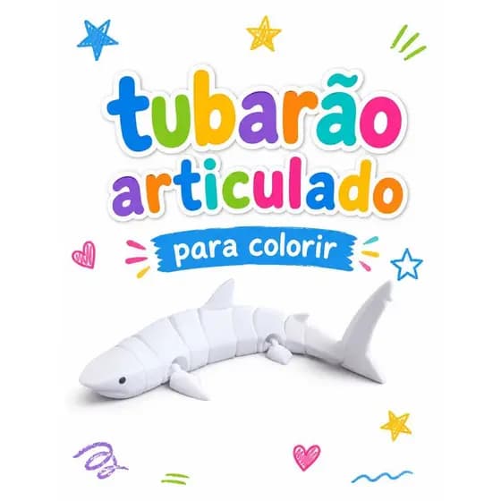 BRINQUEDO TUBARÃO ARTICULADO PARA COLORIR BRINQUEDO EDUCATIVO INFANTIL PRESENTE CRIATIVO