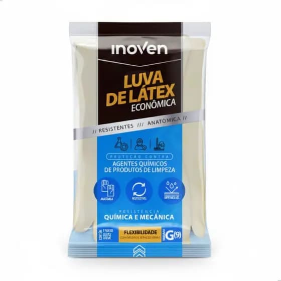 Luva Látex Multiuso Creme Forrada Tamanho g 10 Pares Inoven