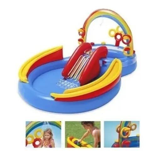 Piscina Arco Íris com escorregador infantil