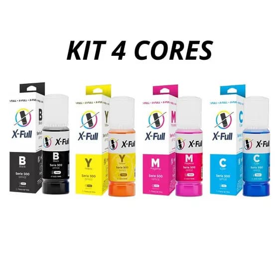Kit Completo 4 CoresTinta X-Full Office 70 ml Compativel C/ L504/544 L3250 L3150 L3110 L3210 Alta Qualidade Original