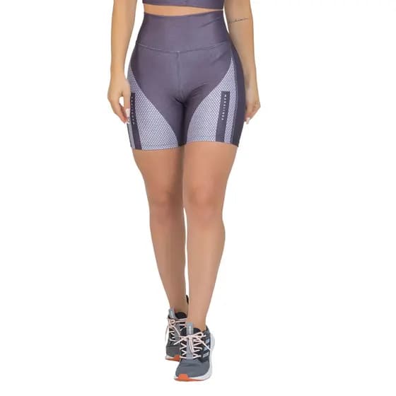 Bermuda Shorts Feminina Manalinda Xtreme Prata Zero Transparência Fitness Academia Treino Esportiva