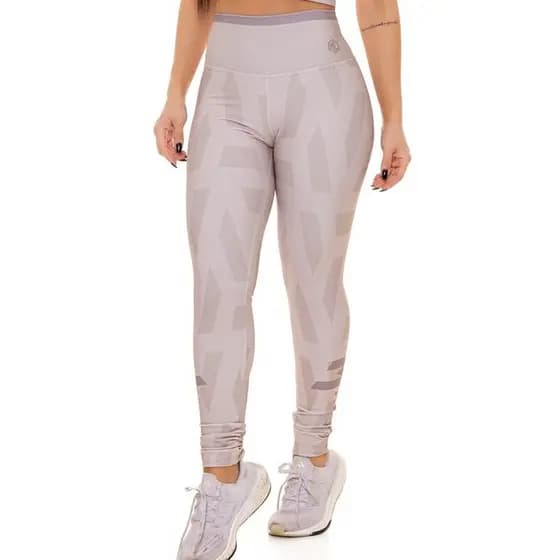 Legging Feminina Manalinda Bege com Estampa Digital Desert Lines Academia Treino Zero Transparência
