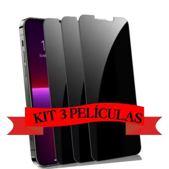 Kit 3 Películas IPhone Privacidade Privativa Todos IPhones 15 14 6 7 8 Plus X 16 XR Xs Max 11 12 13