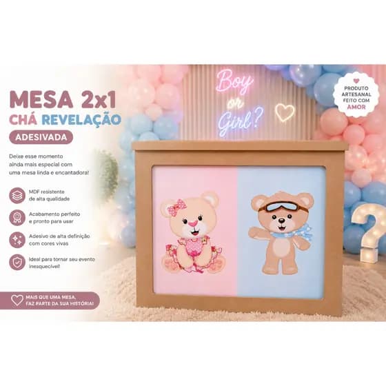 MESA DECORAÇÃO PEGUE MONTE CHÁ REVELAÇÃO 2X1