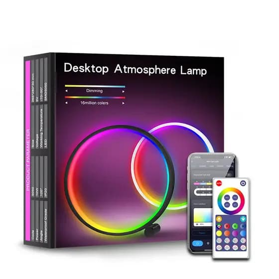 Inteligente Tuya WiFi Lâmpada de Mesa Criativa, RGB Ilusão, Desktop Luz Ambiente, Gaming Desktop, Net Red Lights
