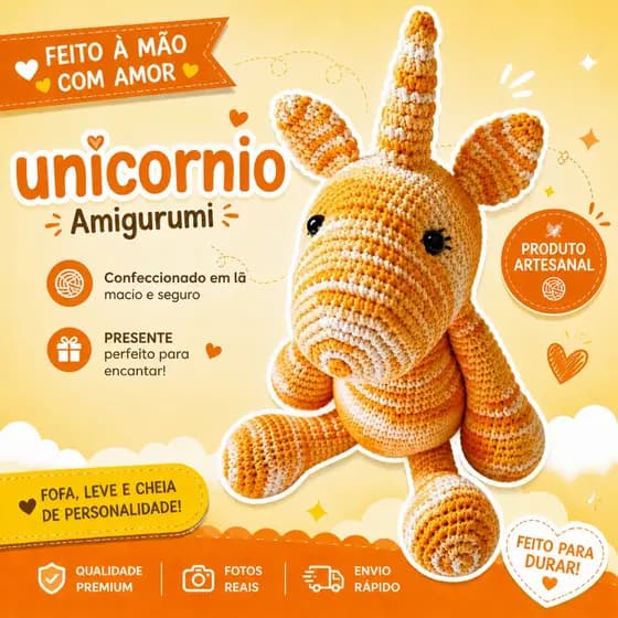 PRONTA ENTREGA Unicornio em amigurumi confeccionado em lã. macio e leve.