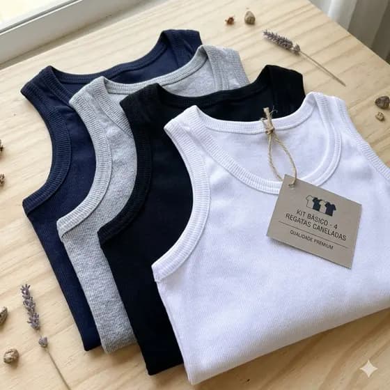 Kit 4 Camisetas Regata Masculina Canelada Ribana Camiseta Americana Blusa Academia Rap Hip Hop