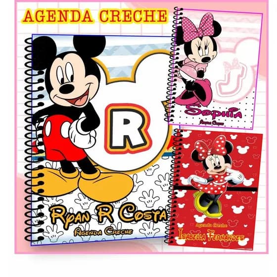 AGENDA INFANTIL (CRECHE, BERÇÁRIO), COM NOME, CAPA DURA