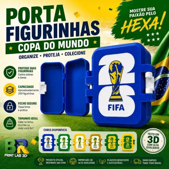 Porta Figurinhas Copa do Mundo em Impressão 3D | Estojo para Figuras da Copa