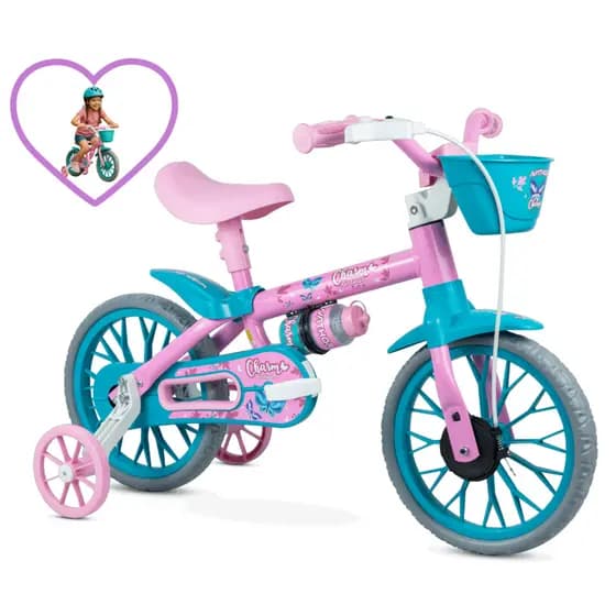 Bicicleta Infantil Nathor Aro 12 Charm Menina Bike Rosa Cestinha Infantil 2+ Anos