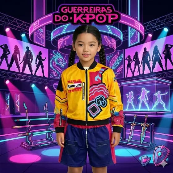 Fantasia Infantil Guerreiras do Kpop Jaqueta e Short 2 á 10 anos