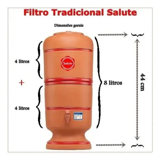 Talha Filtro de Água de Barro 16 Litros com Vela Tripla Ação Alcalina Prata Coloidal + Bóia Dosadora
