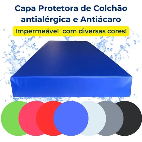Capa Protetora Colchão Tamanho Casal Impermeável Antiácaro Antialérgica Diversas Cores