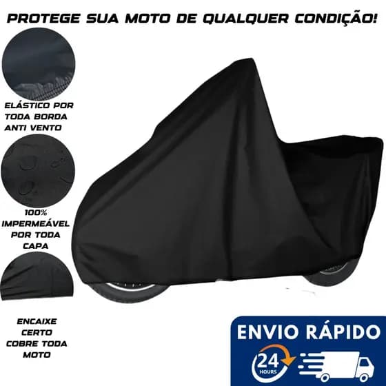 Capa Cobrir Moto Preta Impermeável Sol e Chuva UV BLOCK