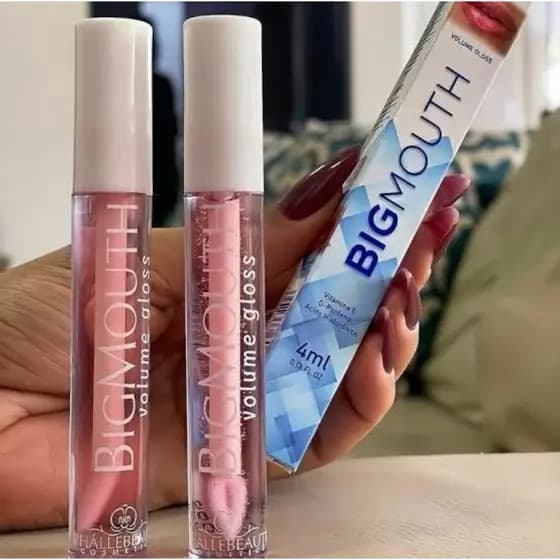Big Mouth Volume Gloss (Rosa e Incolor) Super Volume, Lábios Volumosos