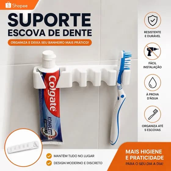 Suporte minimalista para escovas de dente – organização inteligente no banheiro!