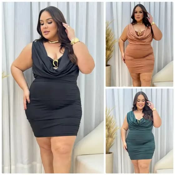 Conjunto Blusa E Saia Plus Size Decote Drapeado Fivela Assimetrica Festa Elegante Tamanhos 44 ao 50