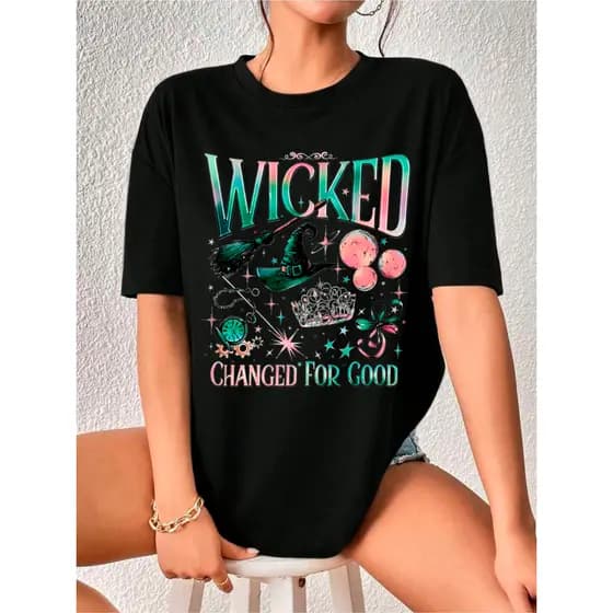 Camiseta Wicked For Good Mágico de OZ Ariana Grande Glinda Camisa 100% Algodão Confortável e Estilosa Casual