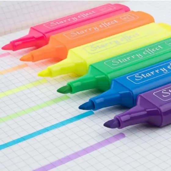 kit com 6 marca texto cores neon
