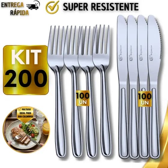 Kit Talheres Inox Faca Garfo Cozinha Restaurante Buffet Casa Resistência Qualidade Utilidades Presente Pai Copa