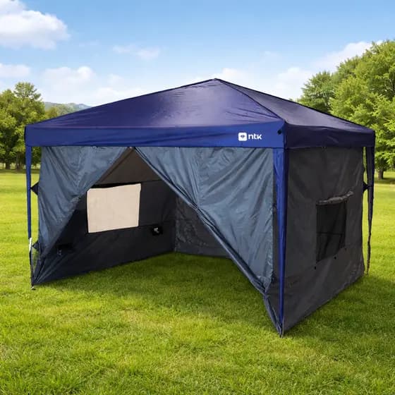 Parede para Gazebo em poliéster Barraca De Camping Acampamento Quadrada Espaçosa De Poliéster - Cinza