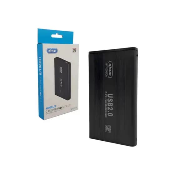 Case Para HD SSD Externo 2.5 SATA USB 2.0 Knup KP-HD001 Adaptador Gaveta para Notebook PC Preto