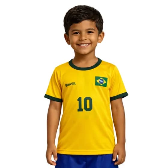 Camiseta Infantil do Brasil Tamanho do 2 Ao 8 Anos