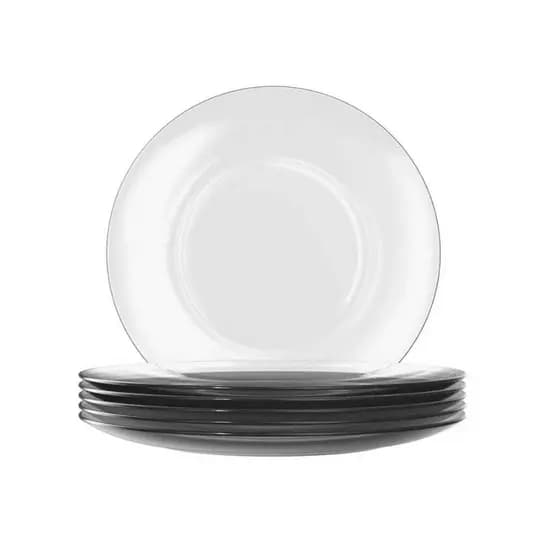 Jogo 6 Pratos Raso de Vidro Transparente Duralex Nadir 23cm