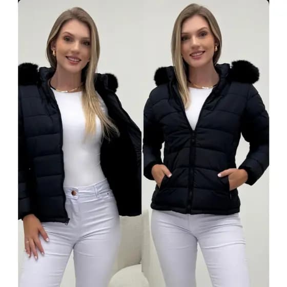 Jaqueta Bobojaco Casaco Puffer Feminina Impermeável Com capuz Removível Super Quentinha Outono Inverno
