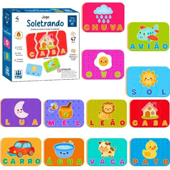 Brinquedo Educativo Jogo de Encaixe Soletrando Brinquedo Montessori