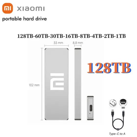 MI Disco rígido externo hd 128tb 60tb ssd portátil 16tb 8tb 4tb usb 3.1 tipo-c interface 1tb 2tb externo hd