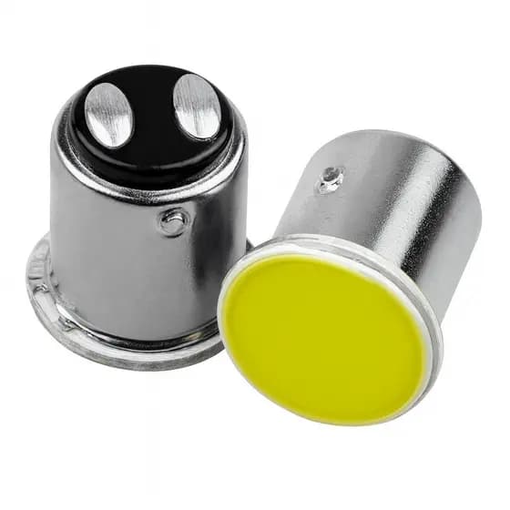 Kit 50 Lâmpadas LED 2 Polos COB 12V Super Branca BA15S P21W Freio Ré Lanterna Carro