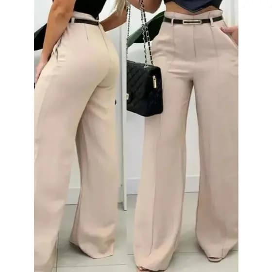 Calça Pantalona Alfaiataria Ziper Lateral Acompanha Cinto Super PROMOÇAO Do P ao GG