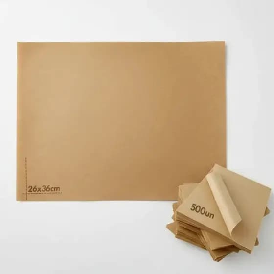 Papel bandeja Kraft Liso 26x36cm Sousplat papel para Lanchonete Fast Food Sem Impressão 500 UNIDADES