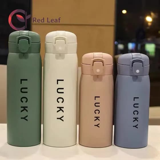 Garrafa Térmica Inox Moderna Para Água Estampa Lucky 350ml e 500ml Infântil Adulto