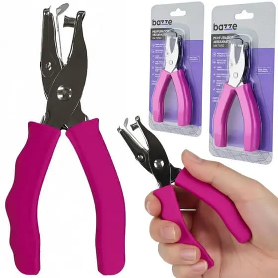 Perfurador Furador De Papel Alicate 1 Furo Em Metal Aço Resistente Profissional 6mm Cabo Emborrachado