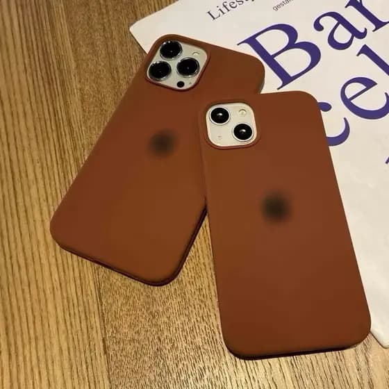 Case capinha cor marrom Premium cor unica silicone aveludada dentro Para iPhone 11 ao 17 PRO MAX