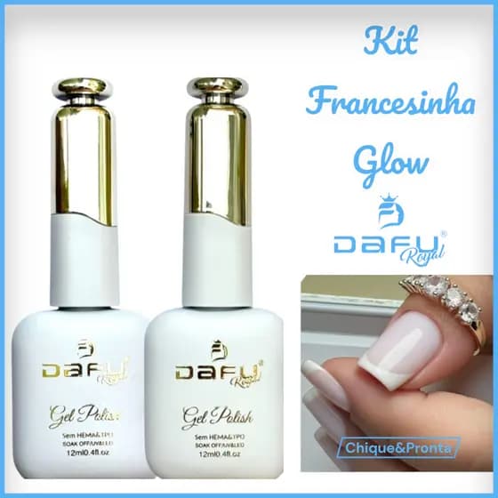 Kit Francesinha Glow Renda + Branco - Esmalte em Gel - Dafu - Secagem UV/LED