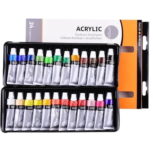 Tinta acrílica Simply Daler Rowney estojo 24 cores bisnaga