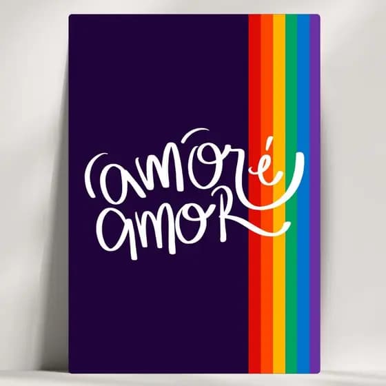 Quadros Decorativos Frases LGBT+ - Amor é Amor - Em Mdf - com Fita Adesiva - Envio Imediato