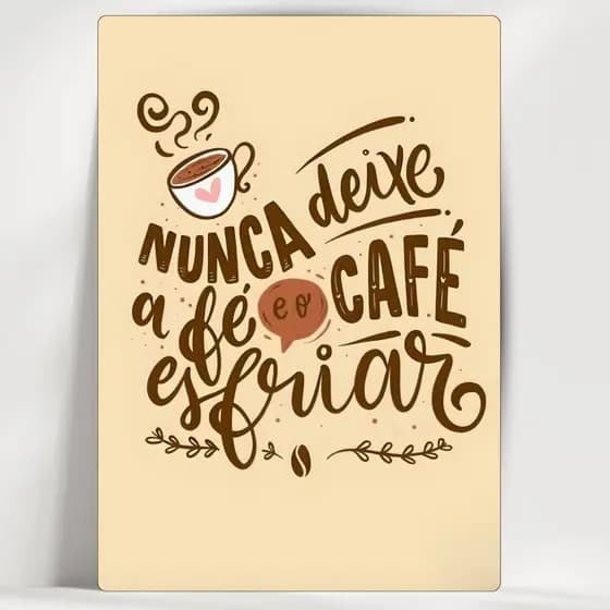 Quadro Decorativo Cantinho do Café - Fé e o Café Bege - Em MDF - com fita adesiva - Envio Imediato