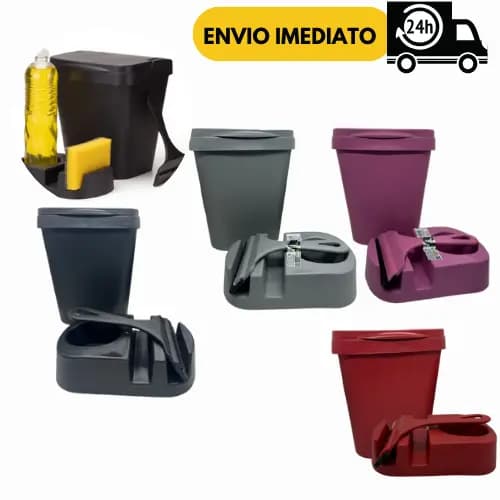 Kit 3 Peças Pia Elegance Conjunto Lixeira 4,8 litros + Porta Detergente + Rodo de Pia Cozinha Goumet
