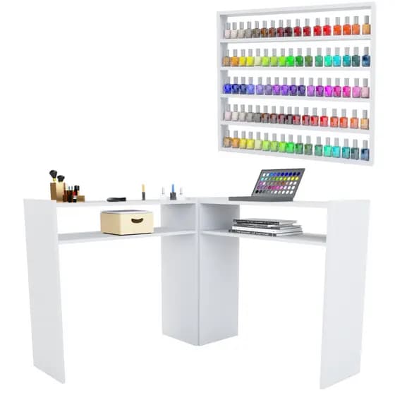 Mesa Manicure Em L + Expositor De Esmaltes Super Promoção